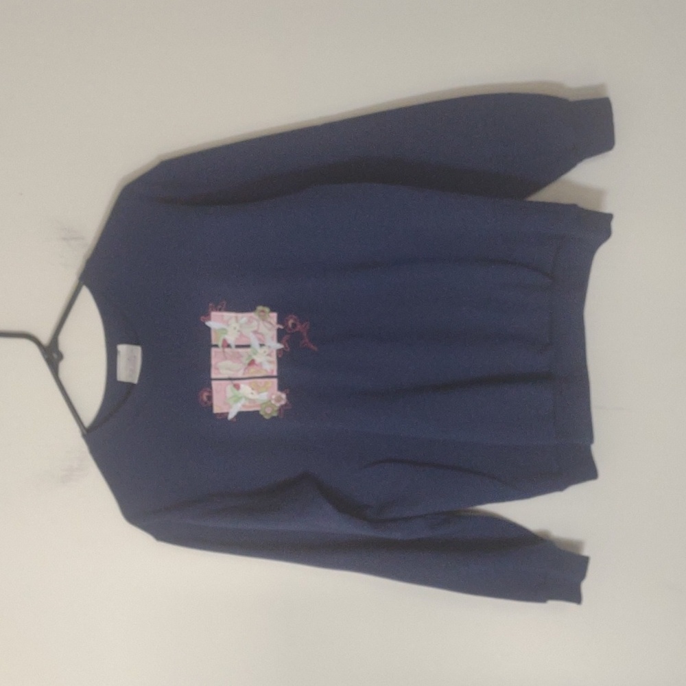 Top Stitch by Morning Sun sweatshirt S Embroidered hummingbird logo navy blue